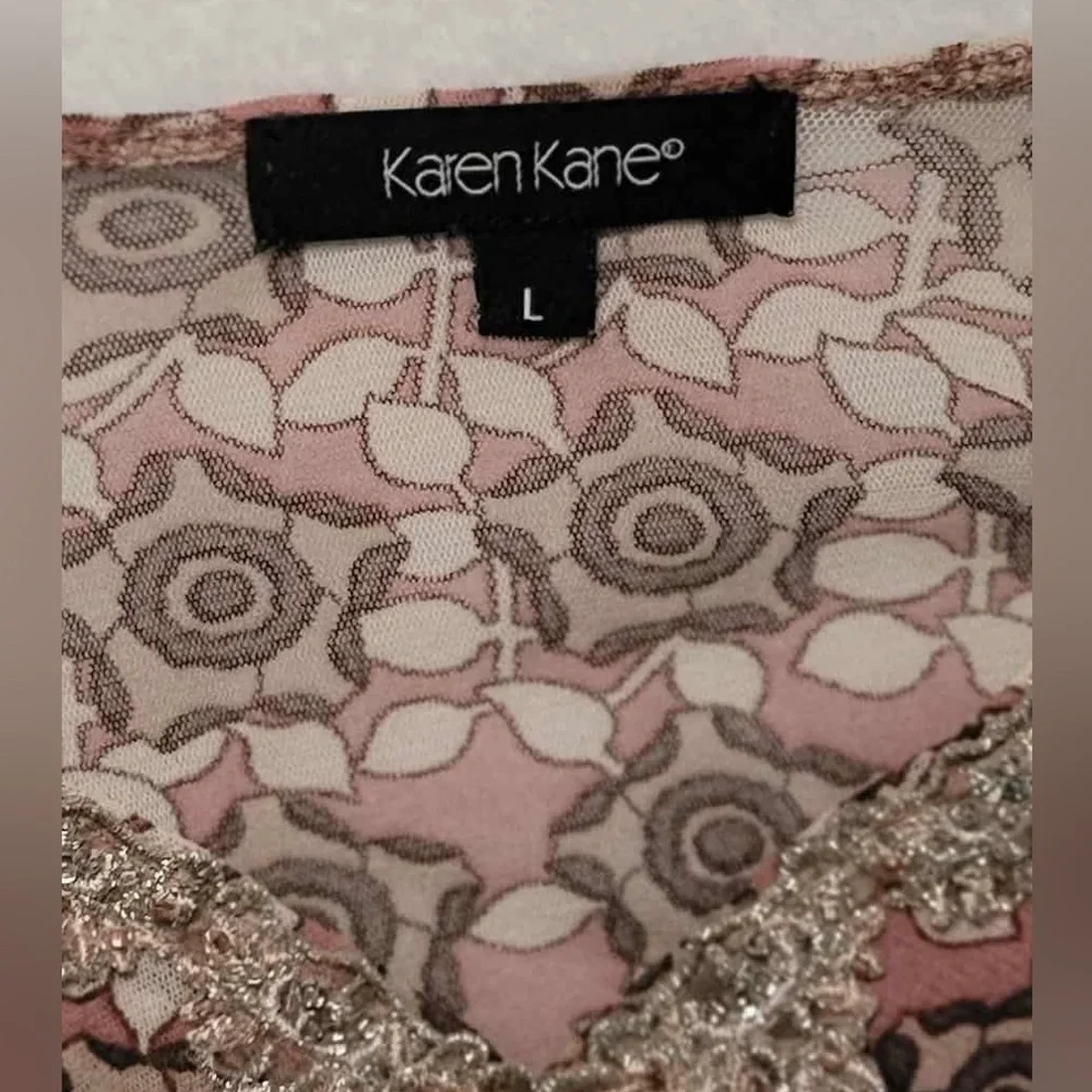 Karen Kane Translucent Bohemian Embellished Blouse Size Large - Picture 2 of 4